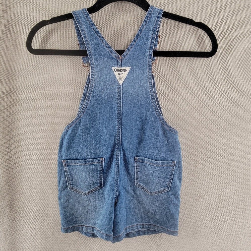 Osh Kosh B'Gosh Girls Short Overalls Vestback Embroidered Denim Shortall Size 4T - Picture 5 of 9